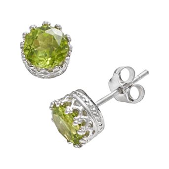Designs by Gioelli Sterling Silver Peridot Crown Stud Earrings