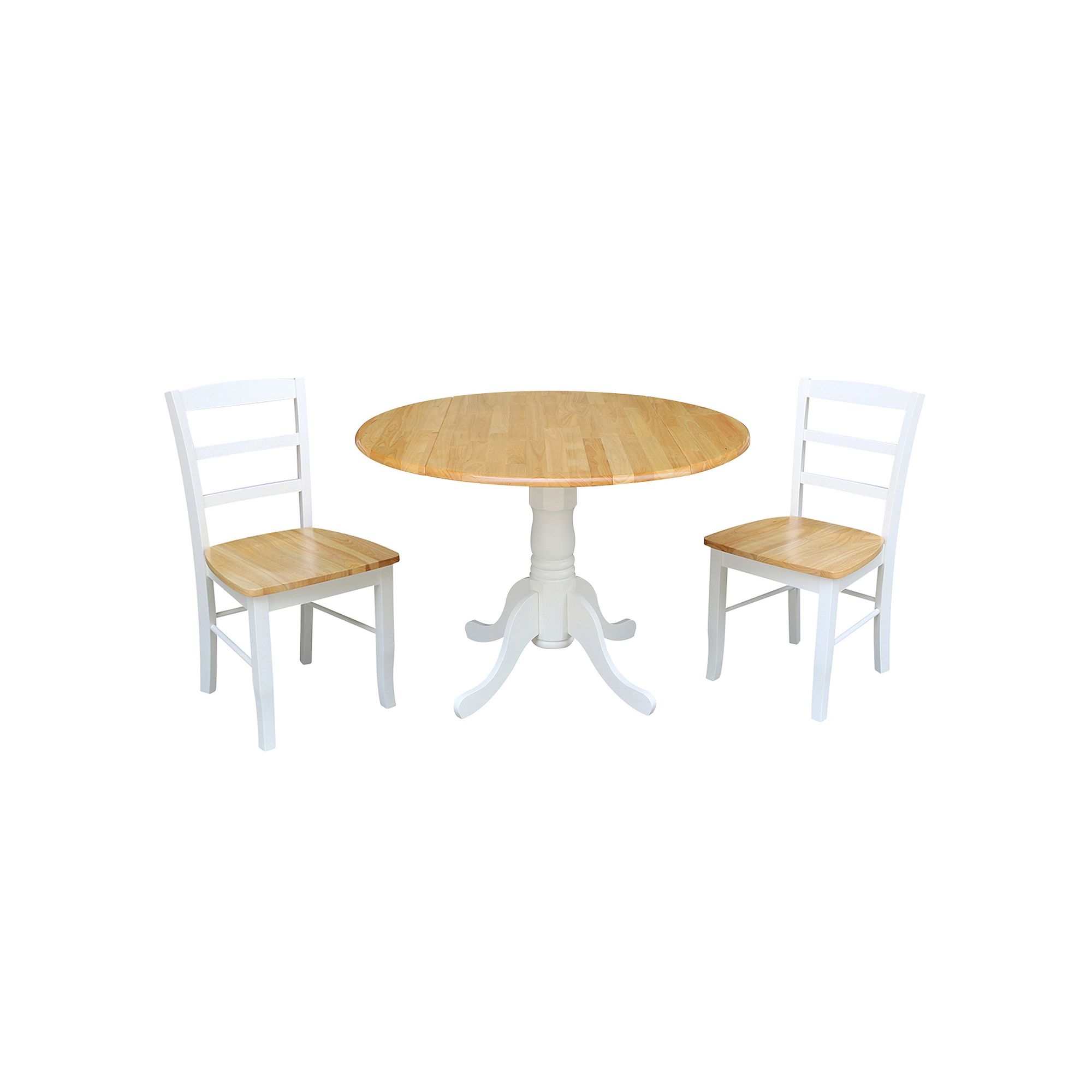 3-pc. Drop-Leaf Dining Table & Chair Set, White Natural