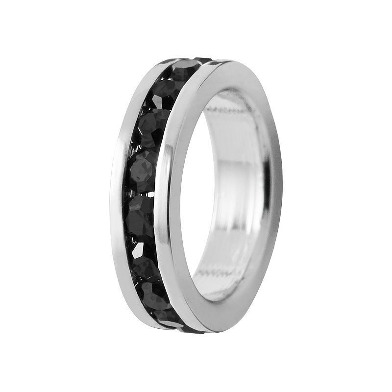 Traditions Jewelry Company Sterling Silver Crystal Birthstone Rondelle Charm, Women's, Black