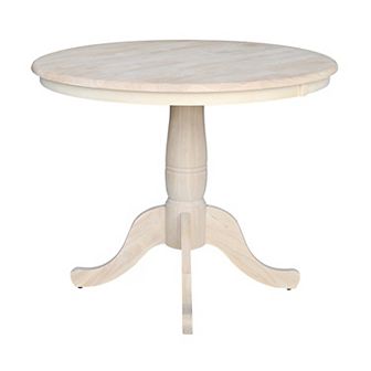 Round 36 in Unfinished Wood Pedestal Dining Table