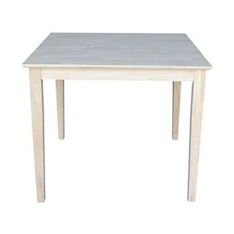 International Concepts Unfinished 36-Inch Square Shaker-Styled Table