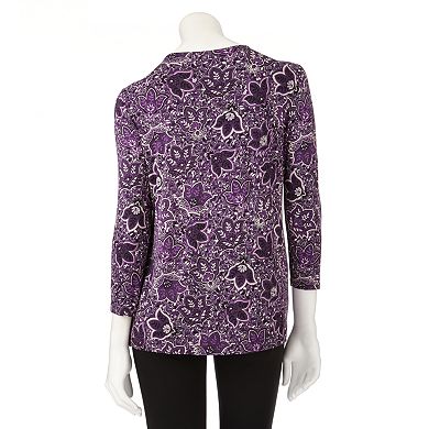 Croft & Barrow® Printed Pintuck Top