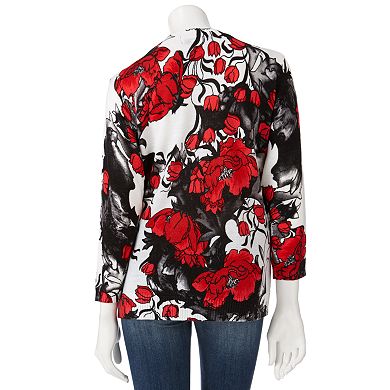 Women's Cathy Daniels Floral Embellished Mock-Layer Sweater