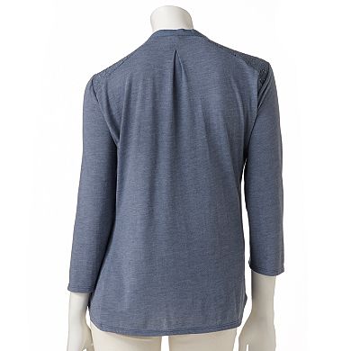 LC Lauren Conrad Embroidered Mixed-Media Shirt