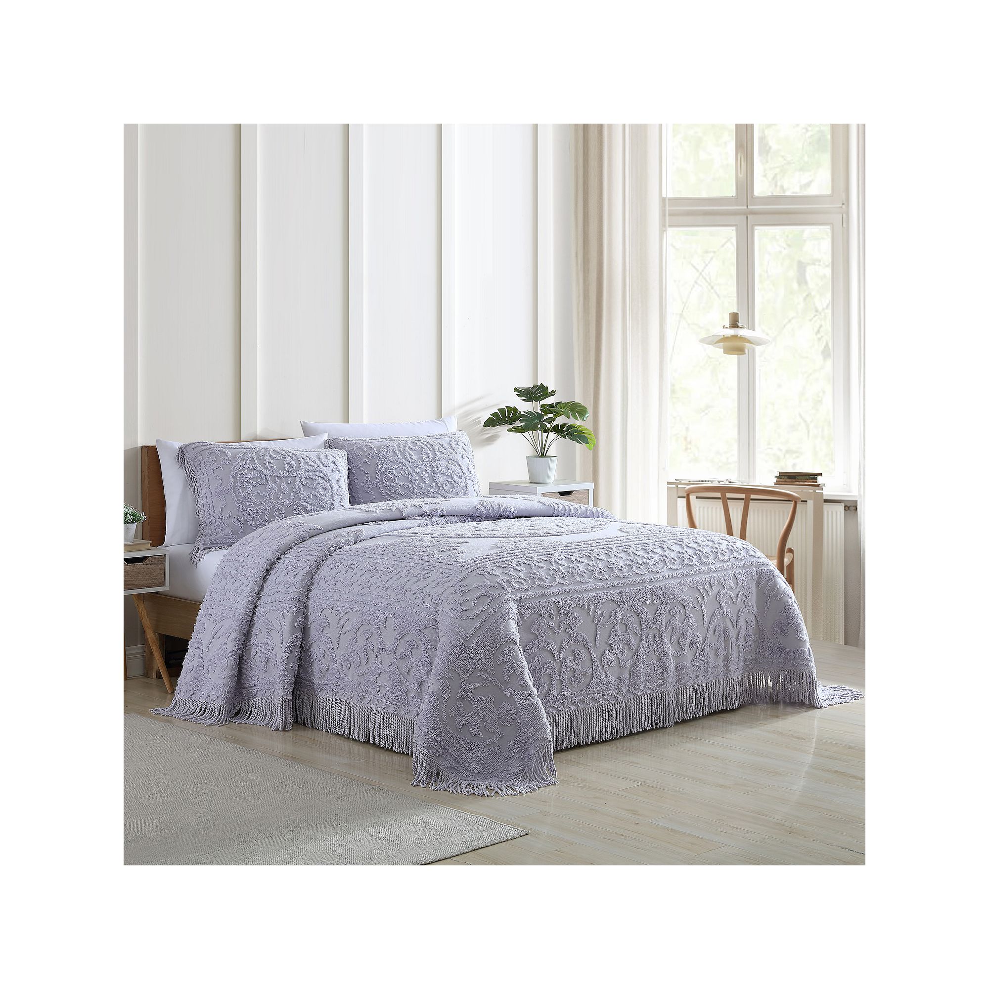 Beatrice Home Fashions Medallion Chenille Bedspread or Sham, Purple