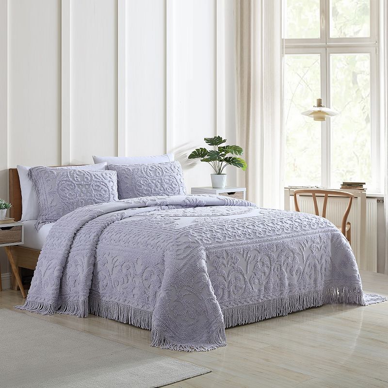 60925890 Medallion Chenille Bedspread or Sham, Purple, Full sku 60925890