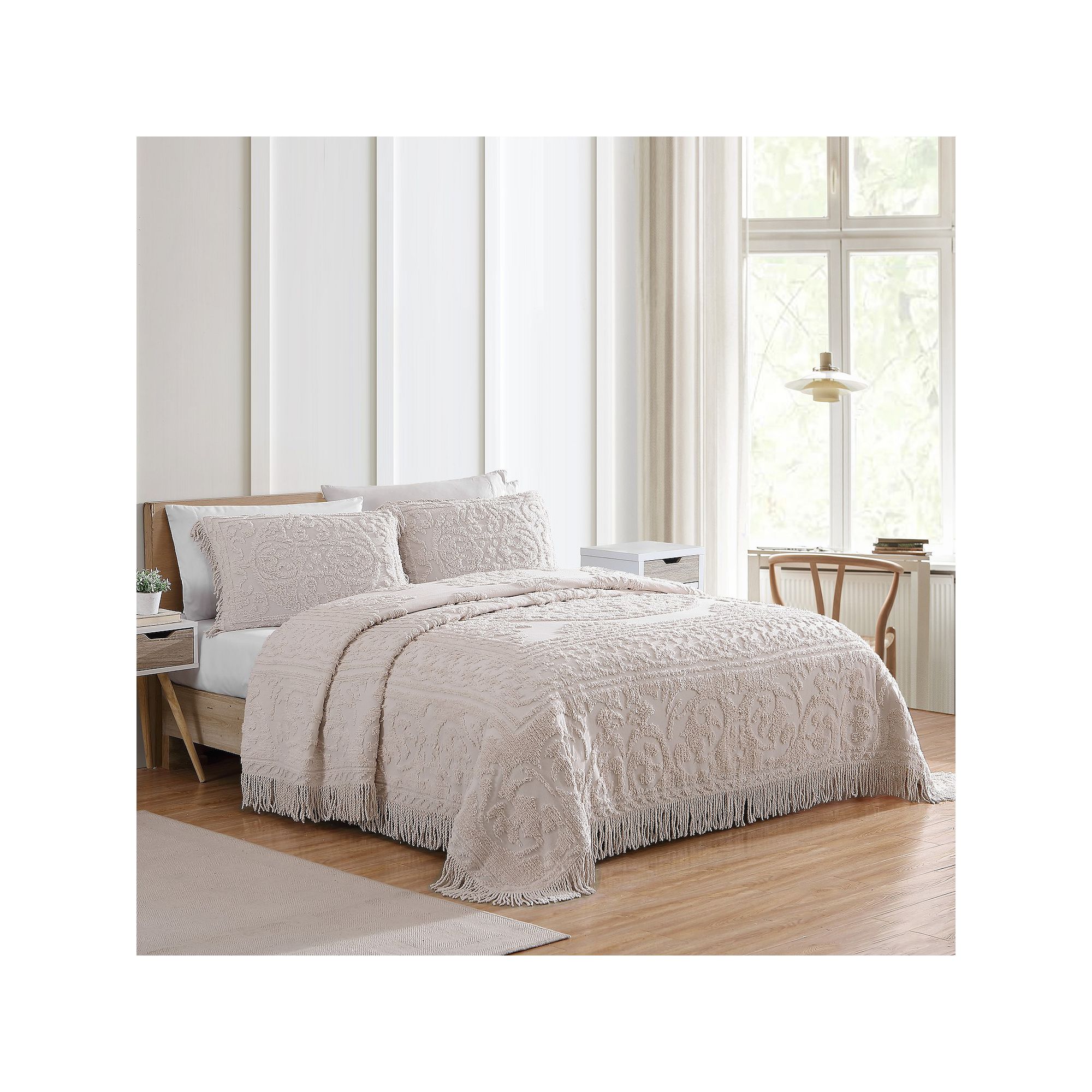 Beatrice Home Fashions Medallion Chenille Bedspread or Sham, Pink