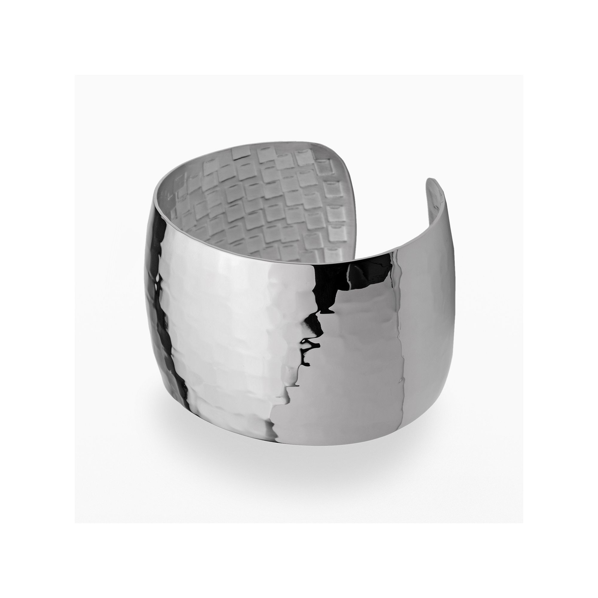LYNX Stainless Steel Hammered Cuff Bracelet, Womens, Silver
