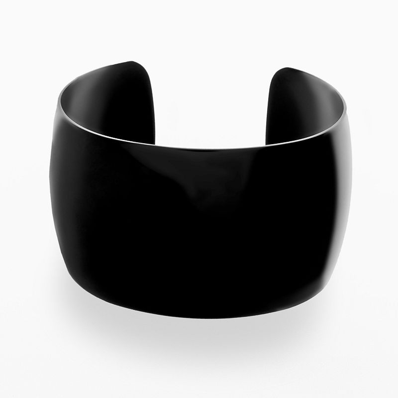 LYNX Stainless Steel Black Ion Cuff Bracelet, Womens