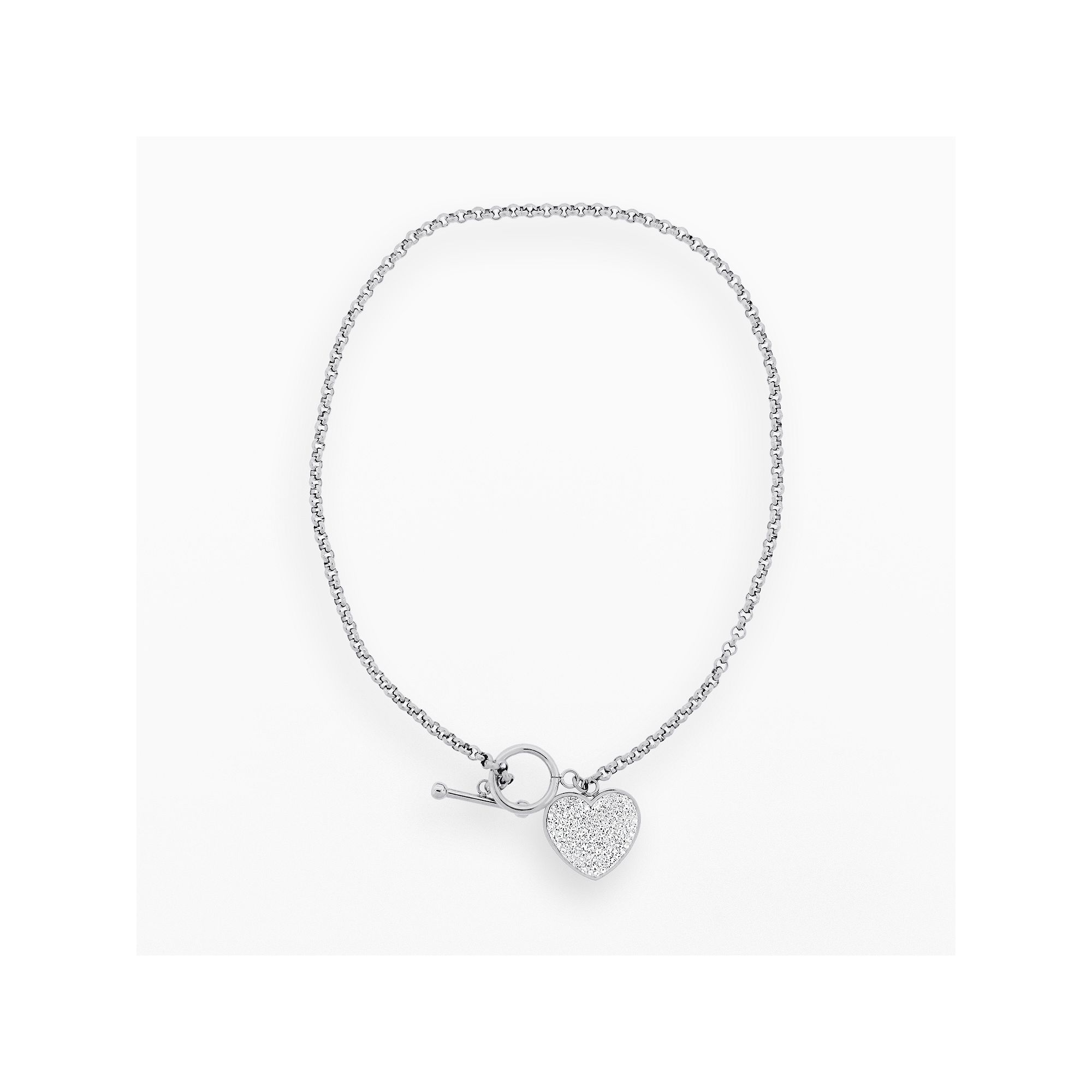 LYNX Stainless Steel Crystal Heart Charm Necklace, Womens, Size: 17, Wh
