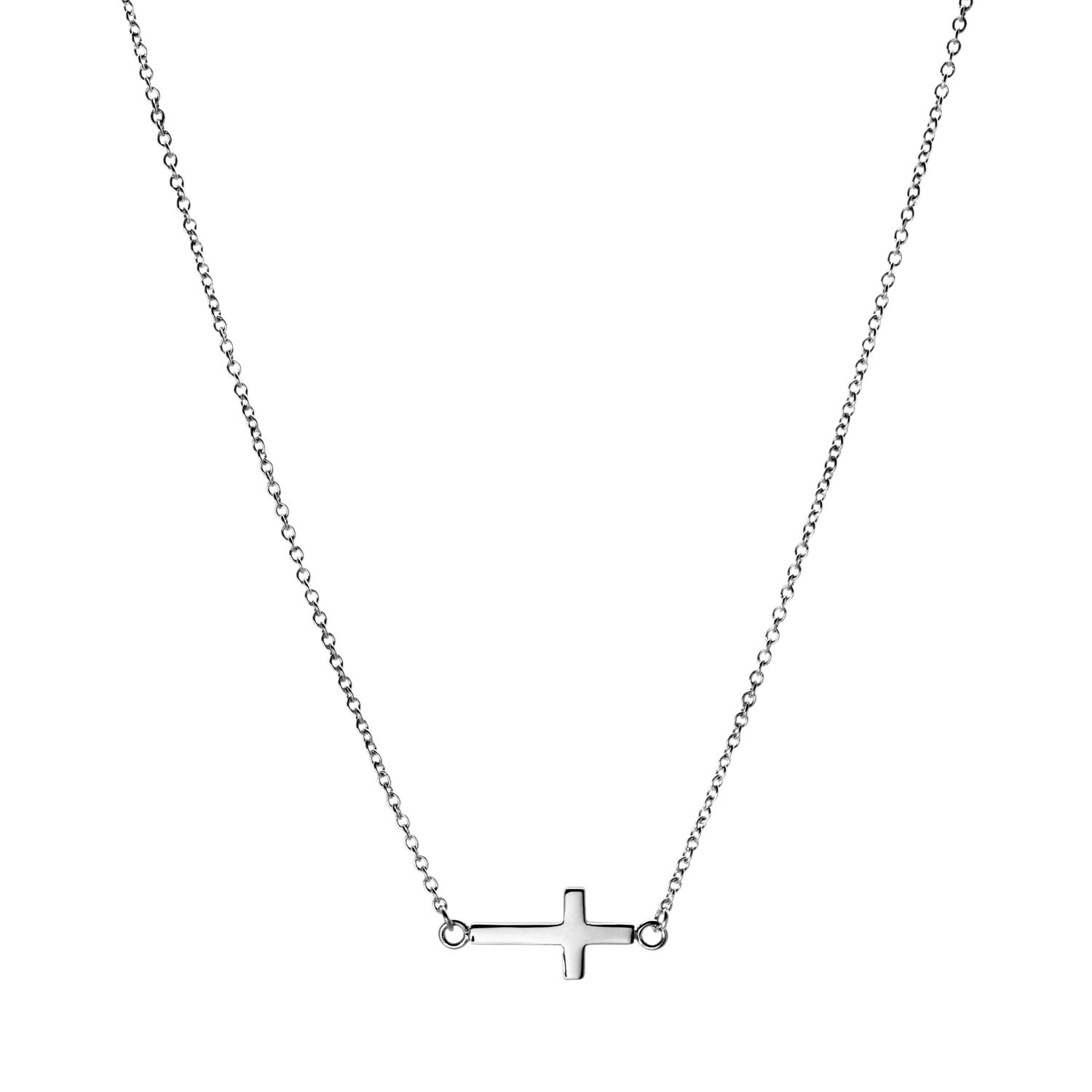 Stainless Steel Sideways Cross Necklace