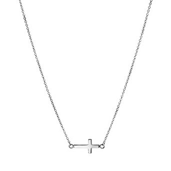 LYNX Stainless Steel Sideways Cross Necklace