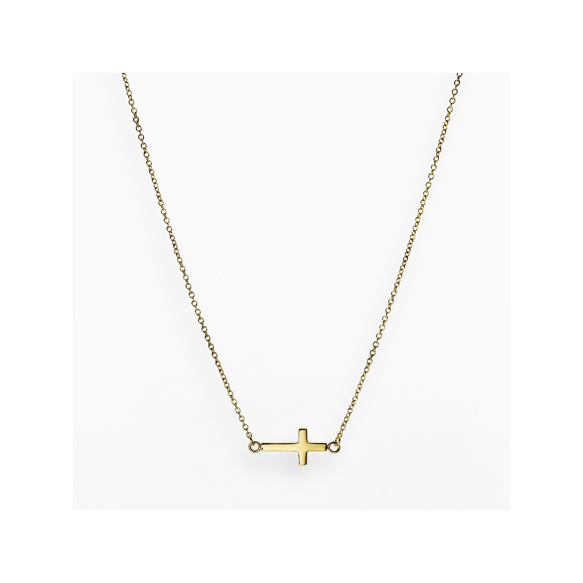 LYNX Stainless Steel Yellow Ion Sideways Cross Necklace, Womens, Size: 24