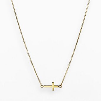 LYNX Stainless Steel Yellow Ion Sideways Cross Necklace
