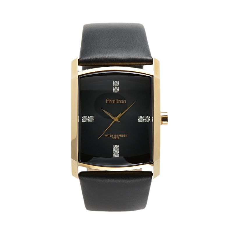 UPC 086702456680 product image for Armitron Men's Crystal Leather Watch, Black | upcitemdb.com