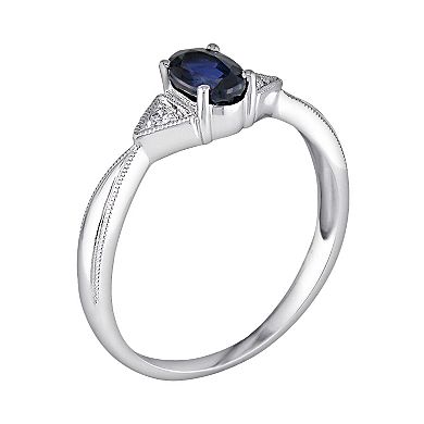 Stella Grace 14k White Gold Sapphire and Diamond Accent Ring