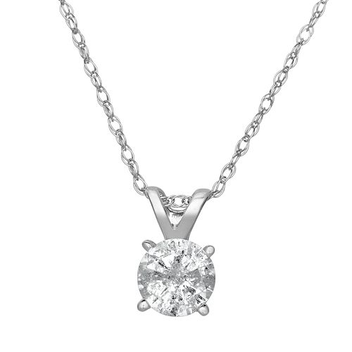 14k White Gold 3/8-ct. T.W. Diamond Solitaire Pendant