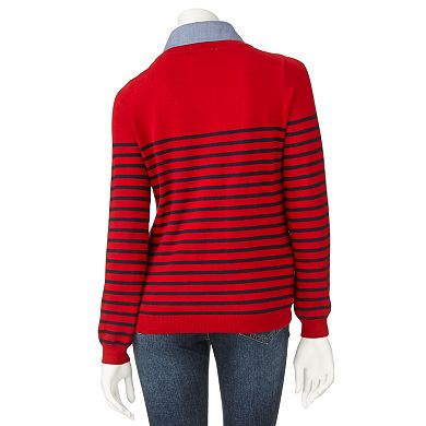 Petite Croft & Barrow® Striped Mock-Layer Sweater