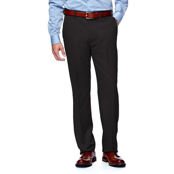 Men's Haggar® Straight-Fit Flat-Front Herringbone Microfiber Dress Pants