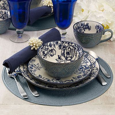 FAVEUR ファブール　セット Pfaltzgraff 16-piece Gabriela Blue Dinnerware Set