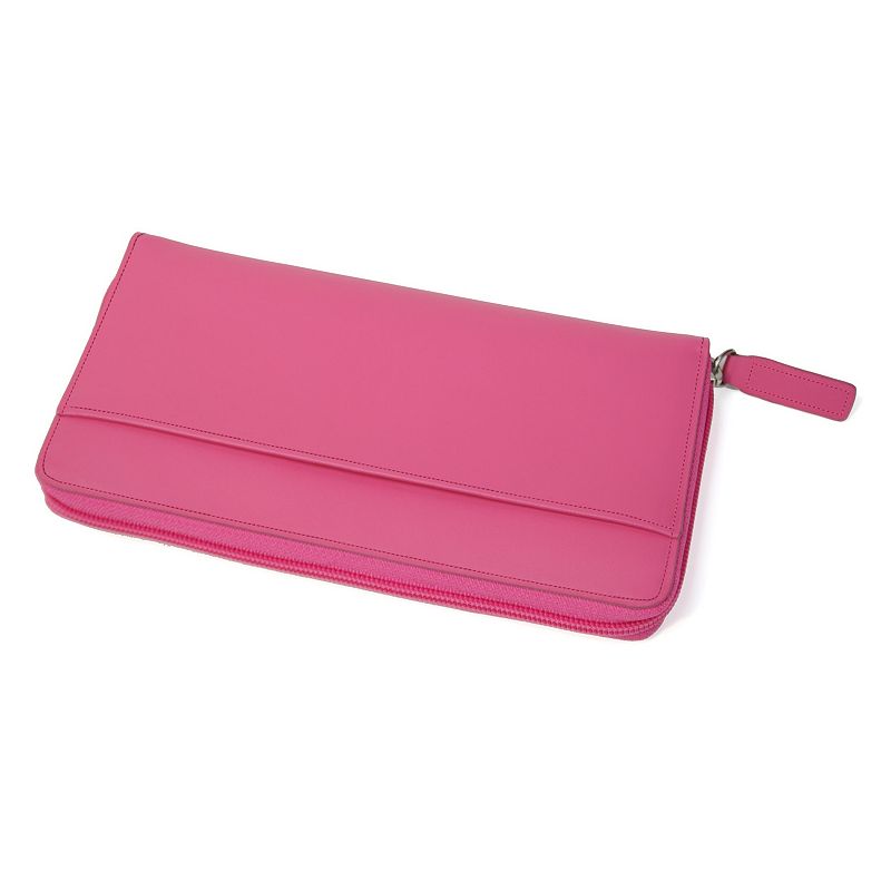 Royce Leather RFID-Blocking Fan Wallet, Pink