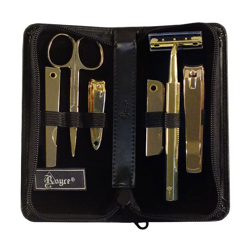 Royce Leather 6-pc. Gold-Plated Manicure Set, Black