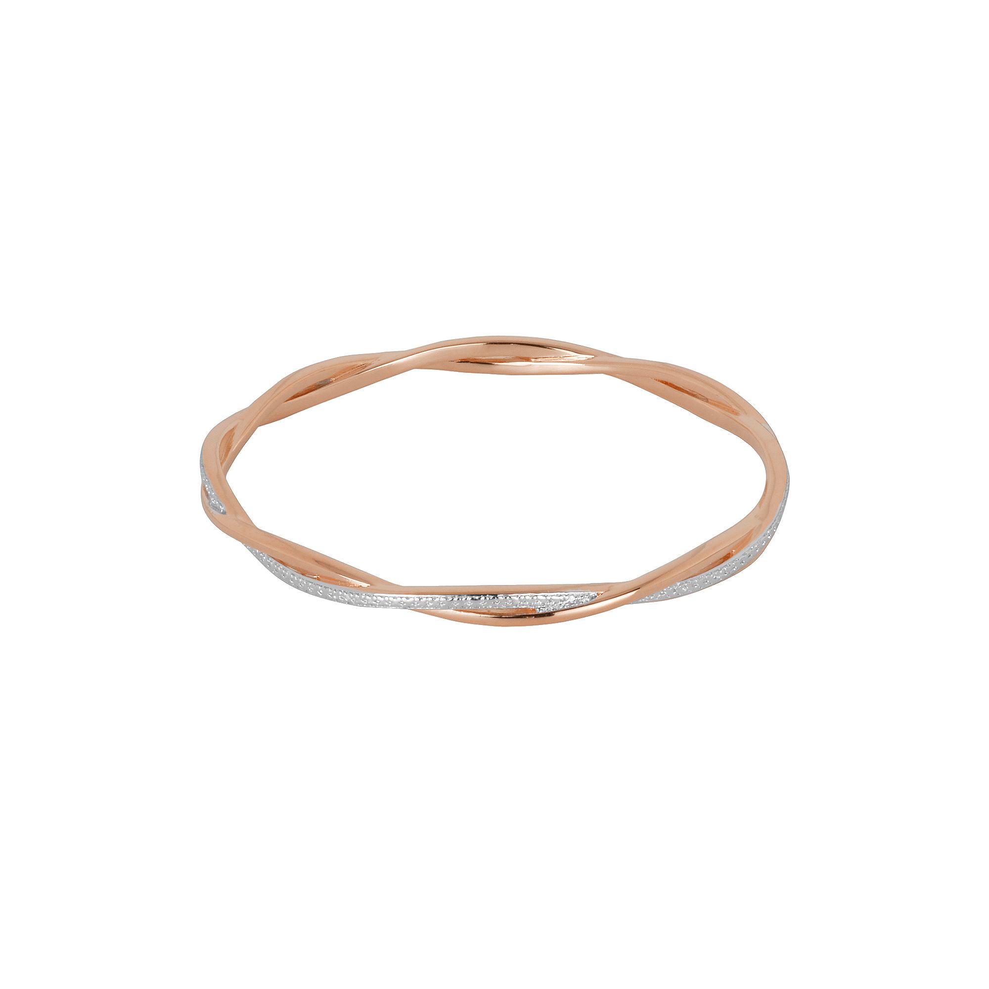 18k Rose Gold Over Bronze and Rhodium-Plated Bronze Diamond Accent Twist B
