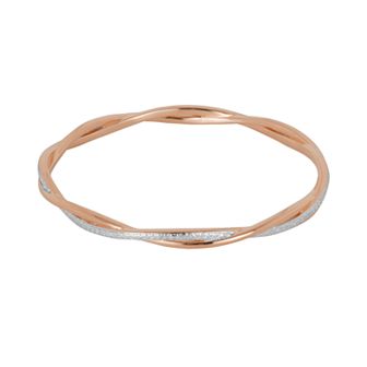 Classic Treasures 18k Rose Gold Over Bronze and Rhodium-Plated Bronze Diamond Accent Twist Bangle Bracelet