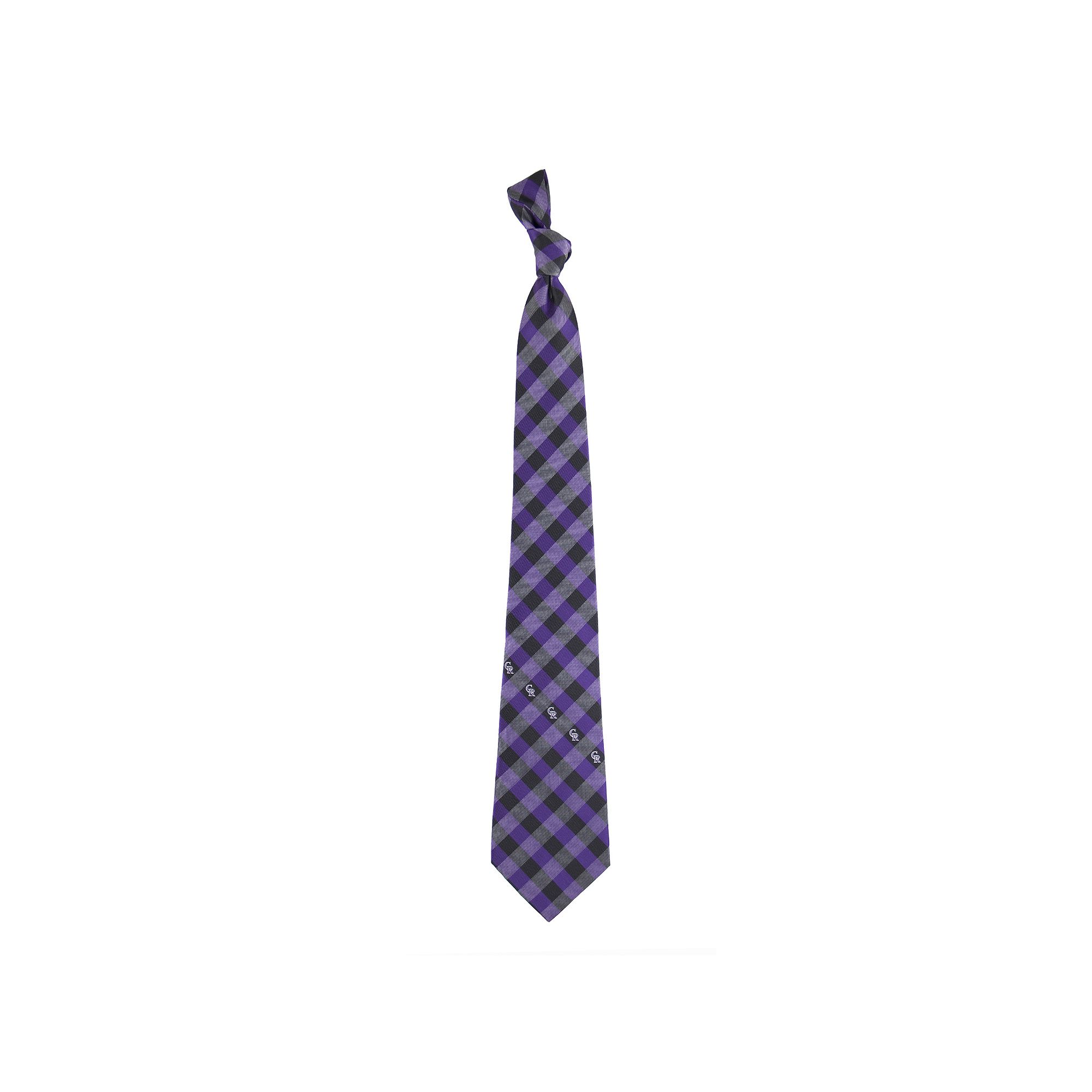 Mens Colorado Rockies Plaid MLB Tie, Black