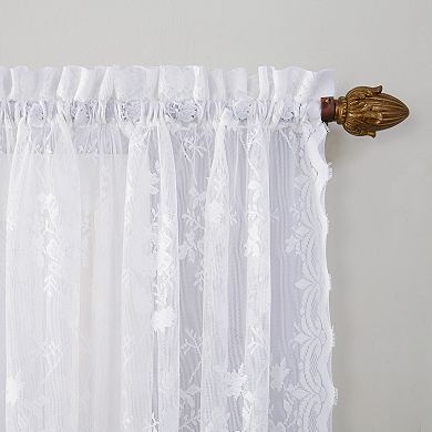 No918 Alison Floral Lace Sheer Kitchen Curtain Swag Window Valance Pair