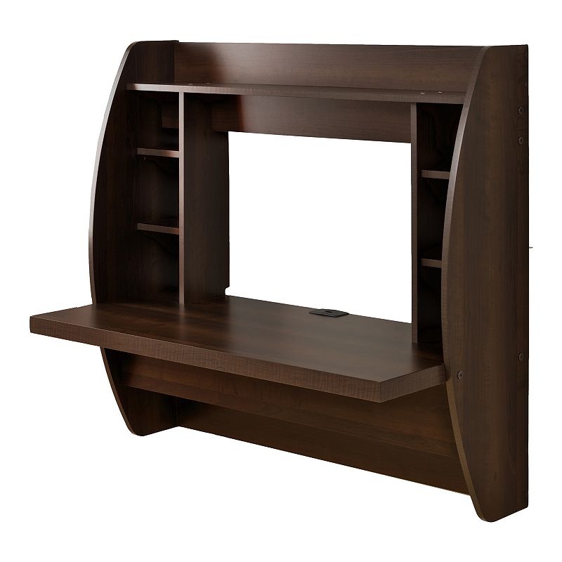 94158033 Floating Desk With Storage, Brown, Furniture sku 94158033