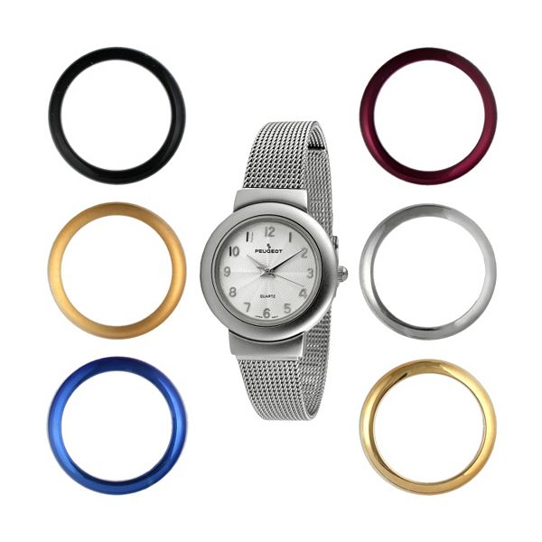 Watch with interchangeable discount bezels