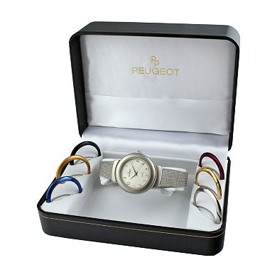 Peugeot Two Tone Mesh Watch & Interchangeable Bezel Set - 642