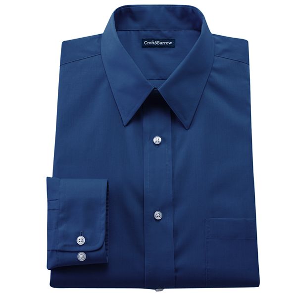 Big & Tall Croft & Barrow® Solid Broadcloth Point-Collar Dress Shirt