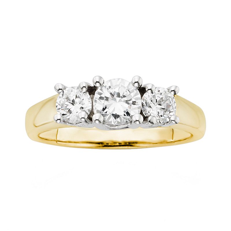 18k Gold Two Tone 1-ct. T.W. Round-Cut IGL Certified Colorless Diamond 3-St
