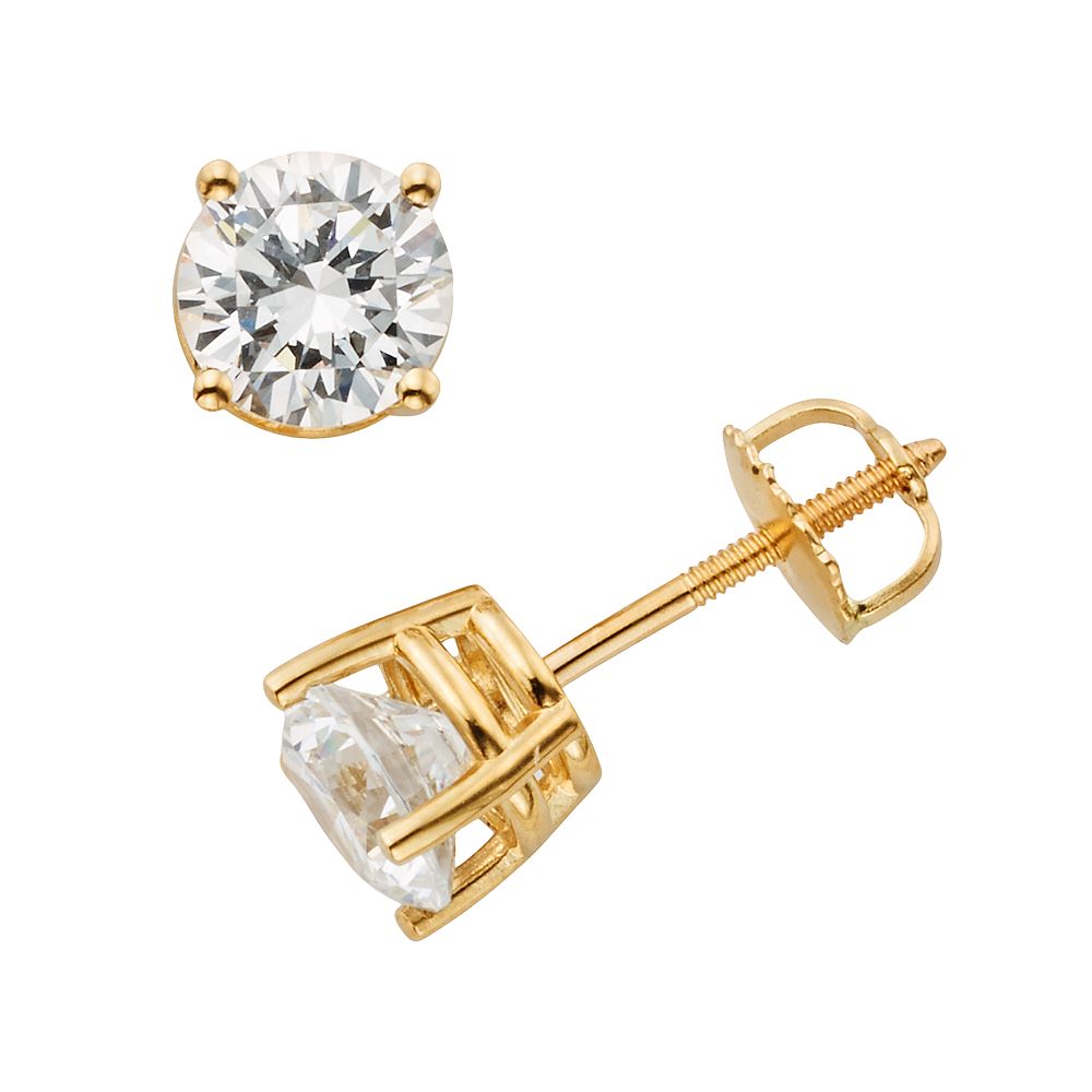 18k Gold 1 Ct Tw Round Cut Igl Certified Colorless Diamond Stud