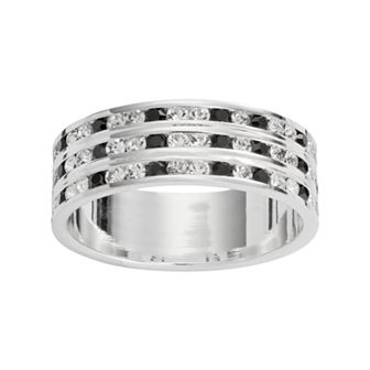 Traditions Jewelry Company Silver Plate Black & White Crystal Multirow Ring