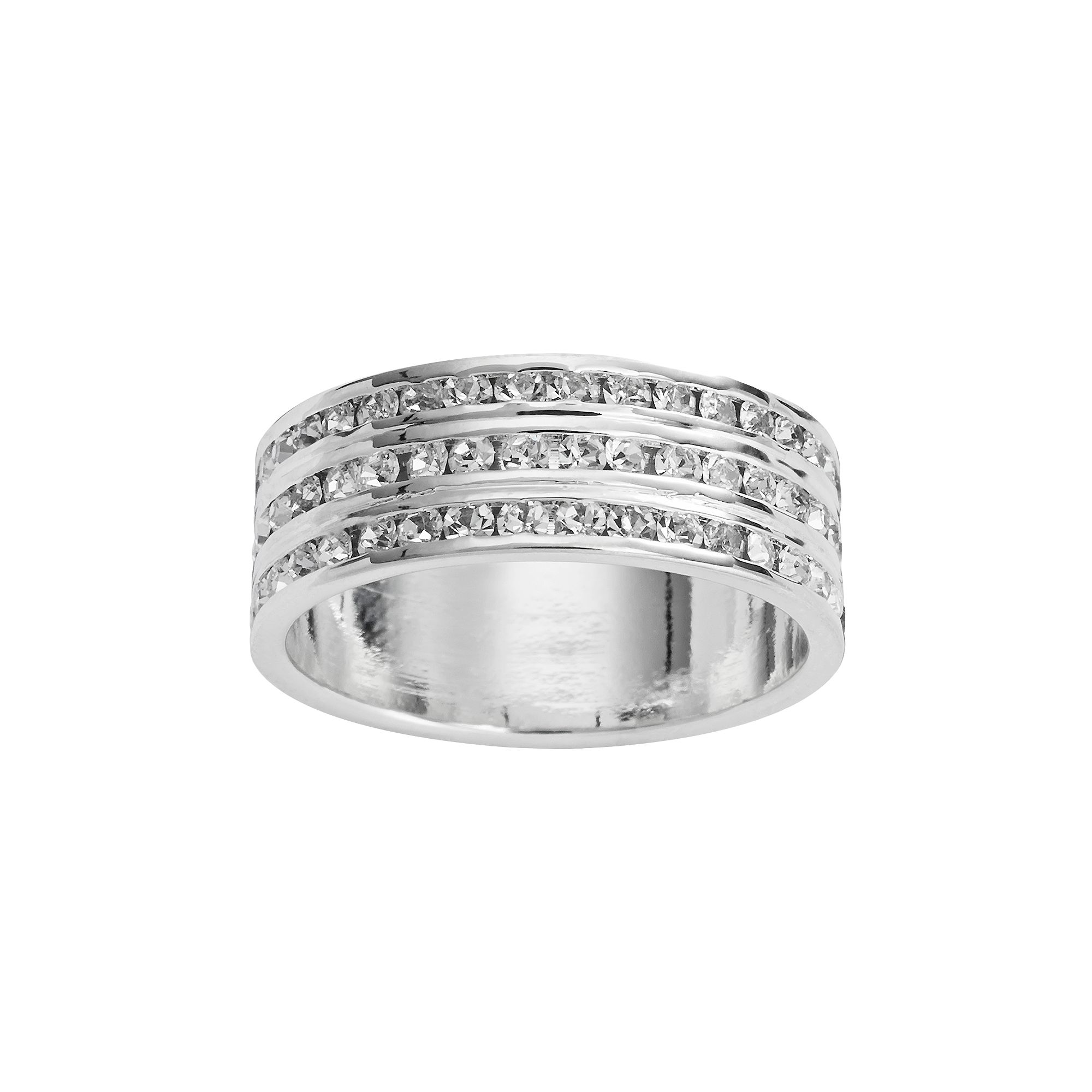 Traditions Jewelry Company Silver Plate Crystal Multirow Ring, Womens, Siz