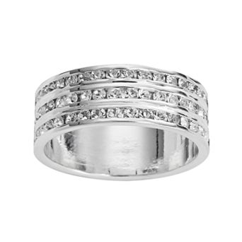 Traditions Jewelry Company Silver Plate Crystal Multirow Ring