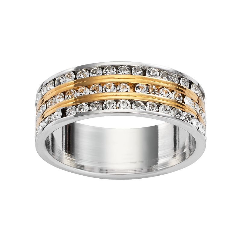 Traditions 18k Gold Plate and Silver Plate Crystal Multirow Ring, Womens, 