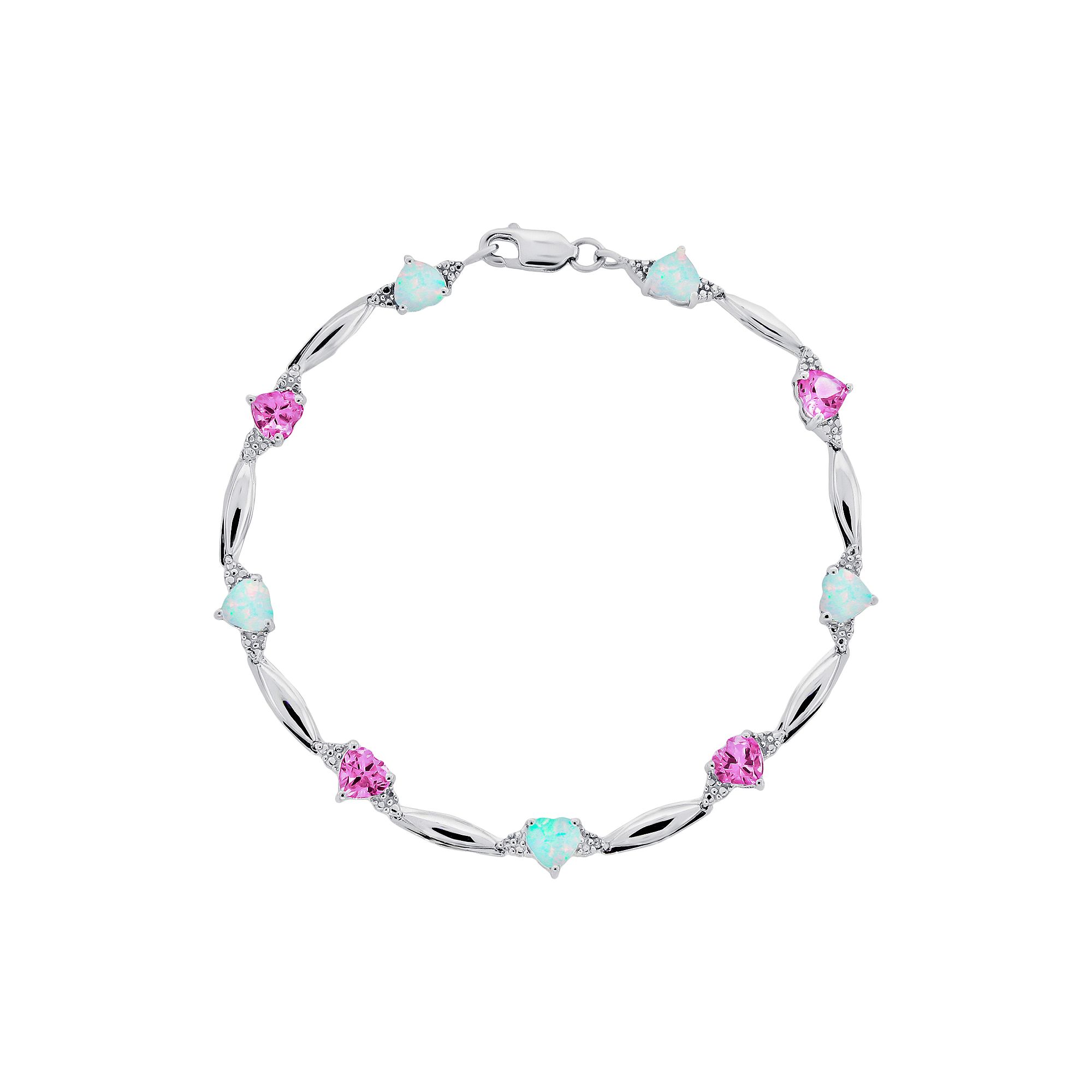 Gemminded Sterling Silver Lab-Created Pink Sapphire, Lab-Created Opal and 