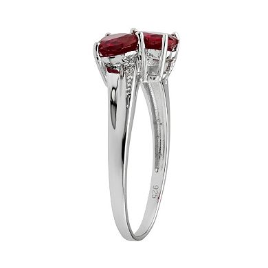 Gemminded Sterling Silver Garnet and Diamond Accent Heart Bypass Ring