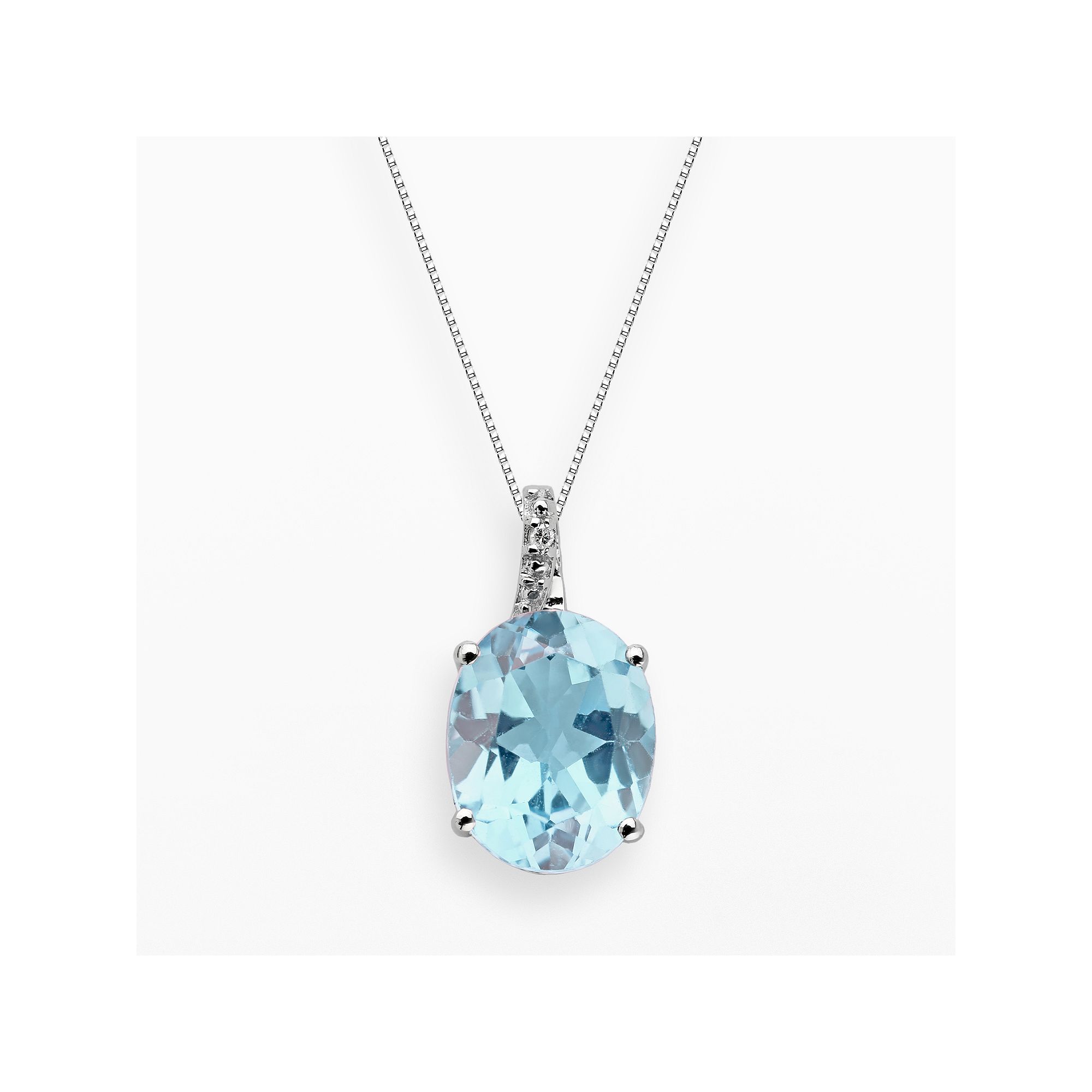Gemminded Sterling Silver Lab-Created Aquamarine and Diamond Accent Oval P