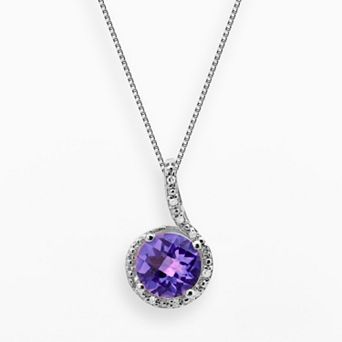 Gemminded Sterling Silver Amethyst and Diamond Accent Pendant