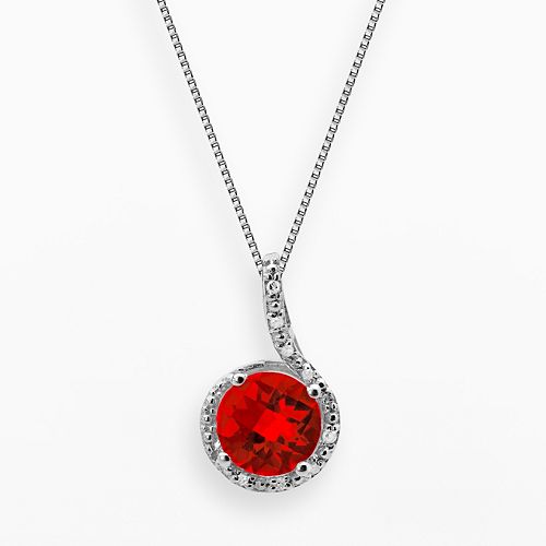 Sterling Silver Lab-Created Ruby & Diamond Accent Pendant