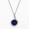 Gemminded Sterling Silver Lab-Created Sapphire and Diamond Accent Pendant