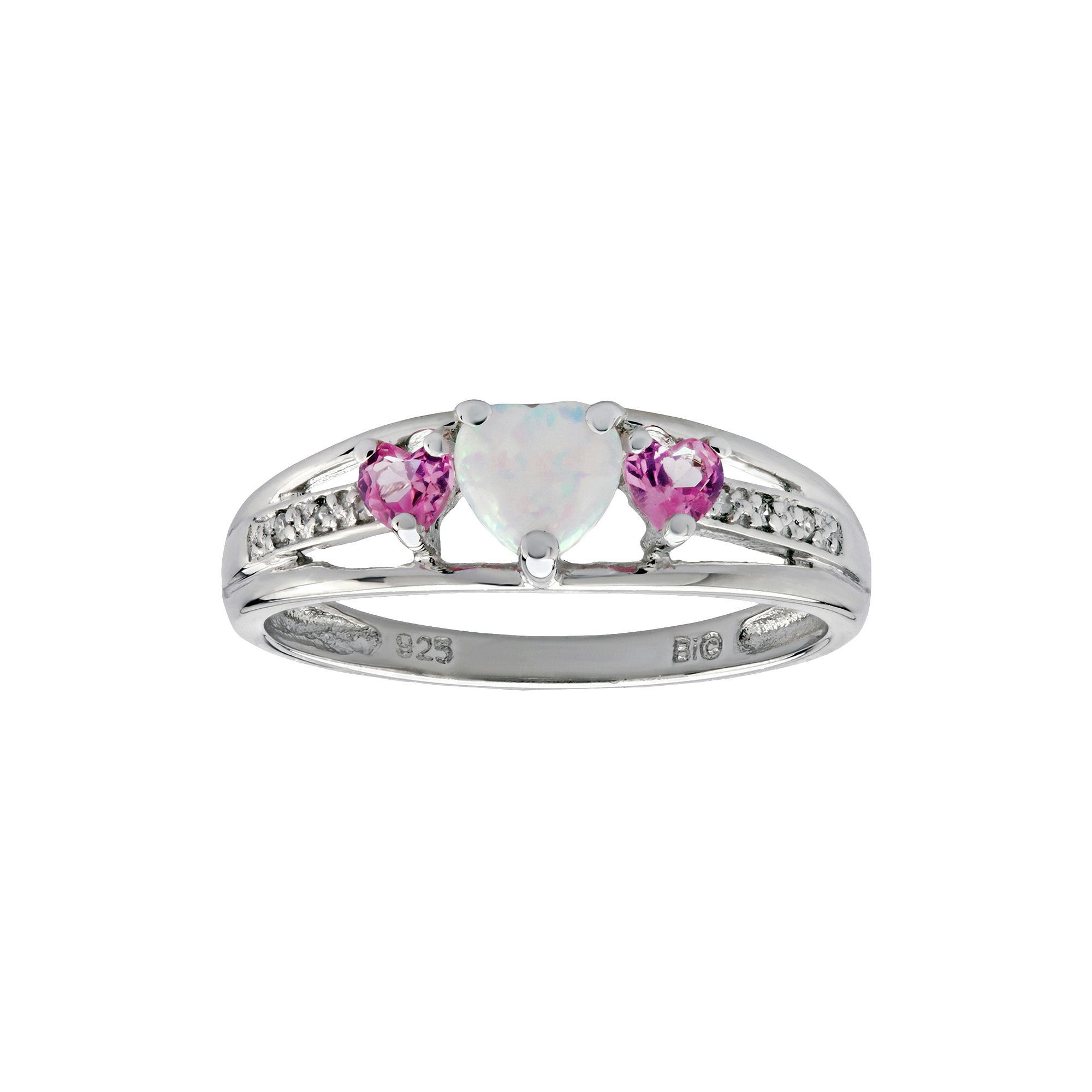 Gemminded Sterling Silver Lab-Created Opal, Lab-Created Pink Sapphire and D