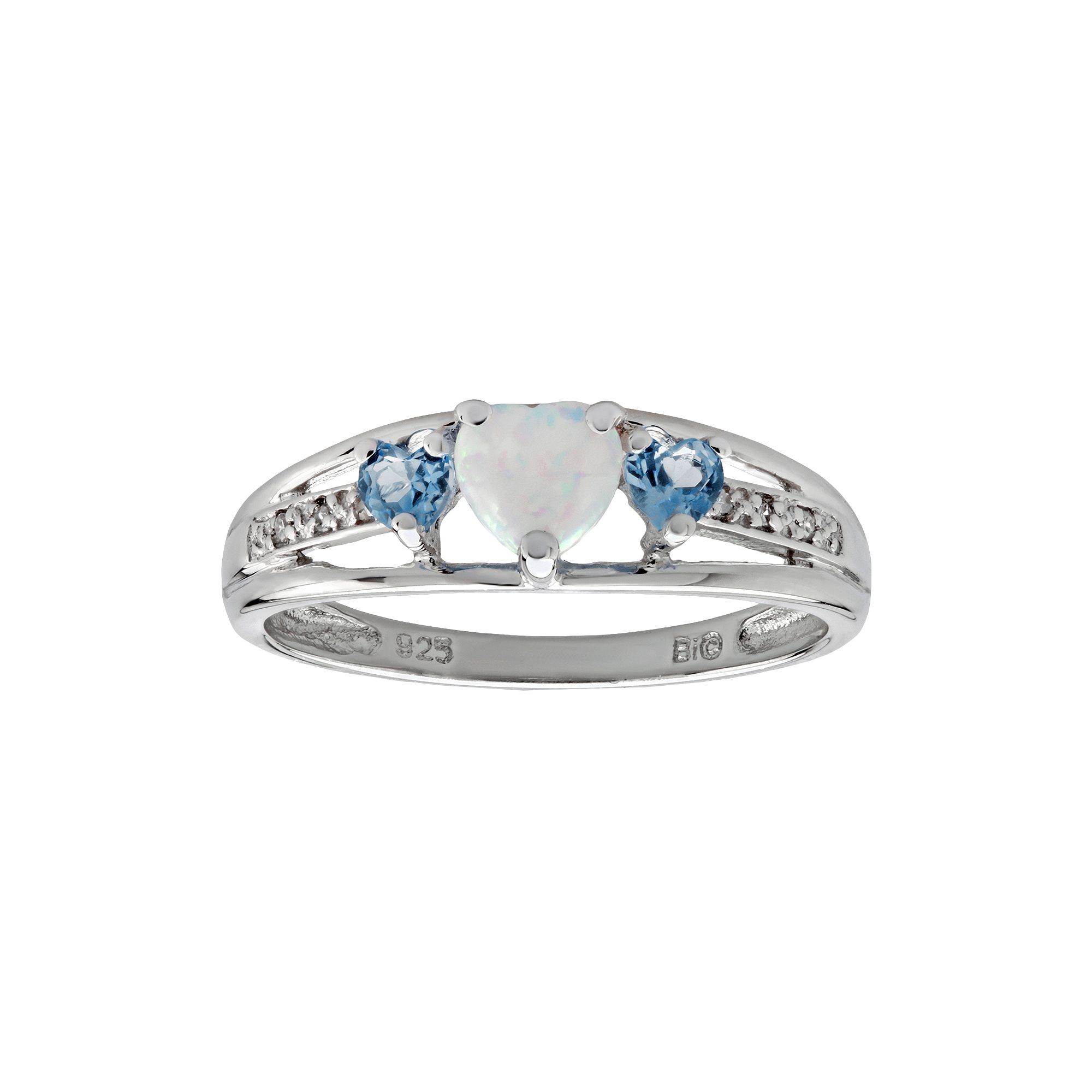 Gemminded Sterling Silver Lab-Created Opal, Blue Topaz and Diamond Accent H