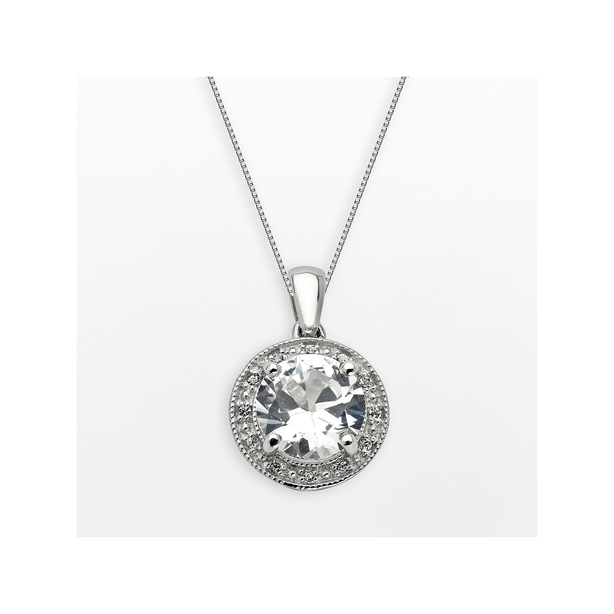 Gemminded Sterling Silver White Topaz and Lab-Created White Sapphire Frame