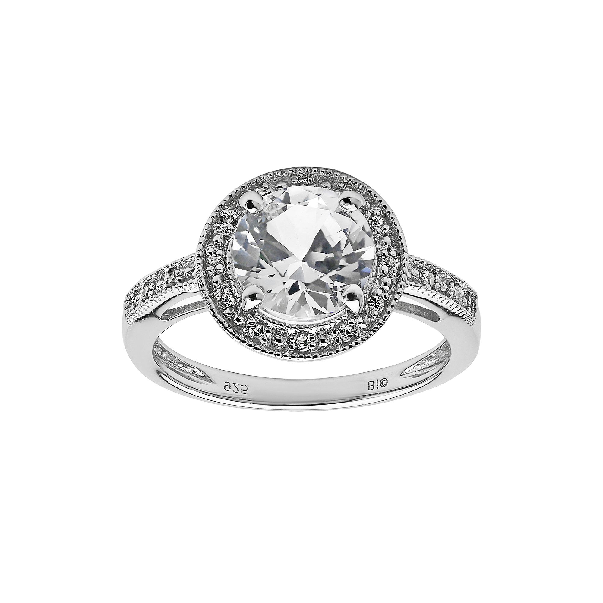 Gemminded Sterling Silver White Topaz, Lab-Created White Sapphire and Diamo